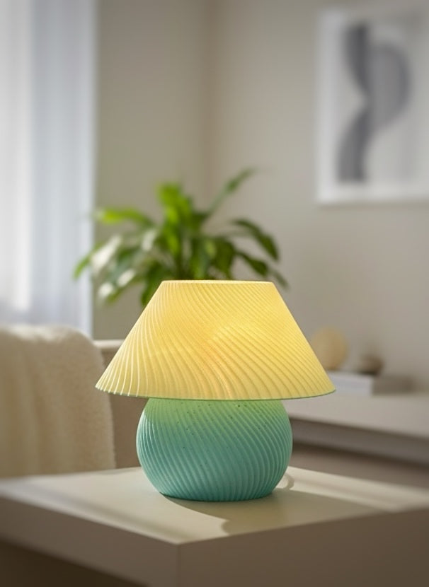 BLOOM | Flower-Shaped Retro Modern Decorative Table Lamp (Fuchsia & Teal)