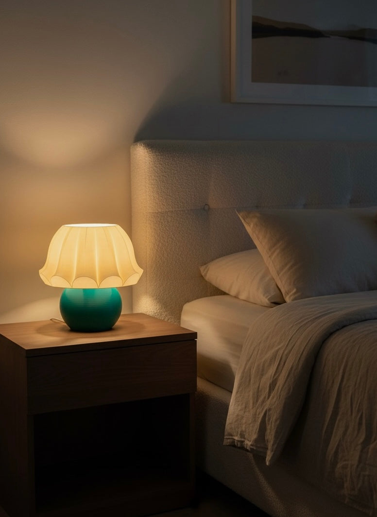 BLOOM | Flower-Shaped Retro Modern Decorative Table Lamp (Fuchsia & Teal)