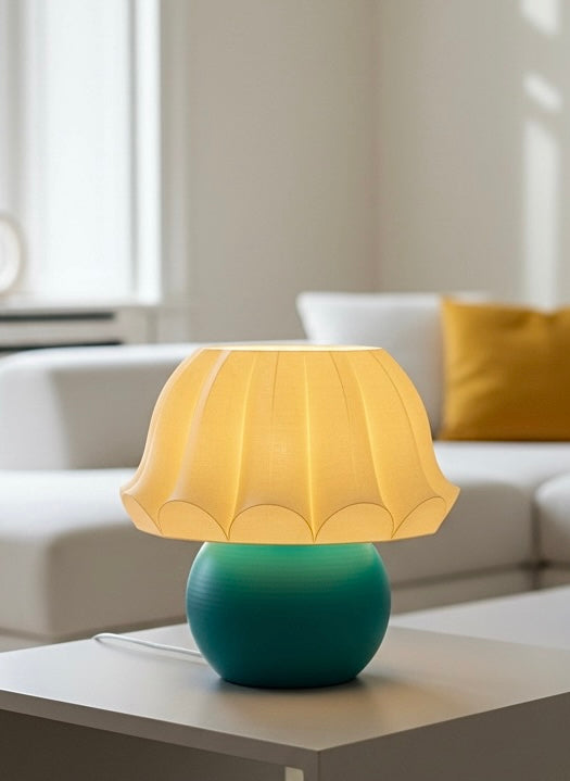 BLOOM | Flower-Shaped Retro Modern Decorative Table Lamp (Fuchsia & Teal)