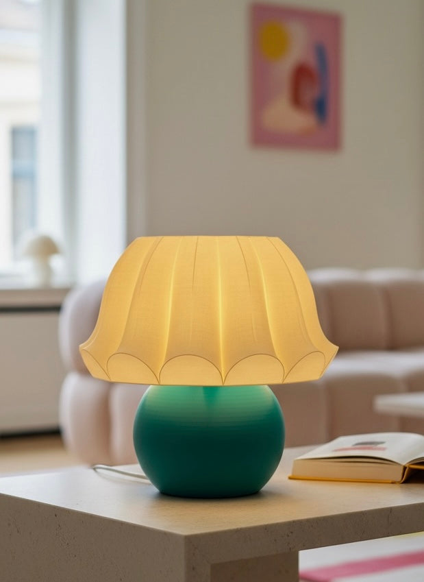 BLOOM | Flower-Shaped Retro Modern Decorative Table Lamp (Fuchsia & Teal)