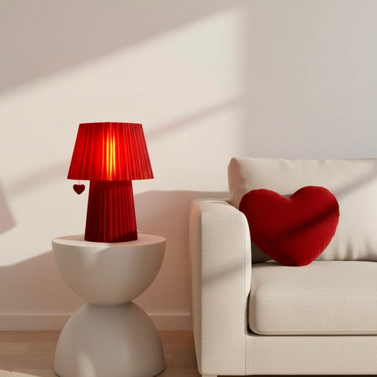 NEAR | Dekoratif Romantik Kalp Masa ve Gece Lambası Rustik Lamba Abajur Çalışma Yatak Odası Salon Lambası