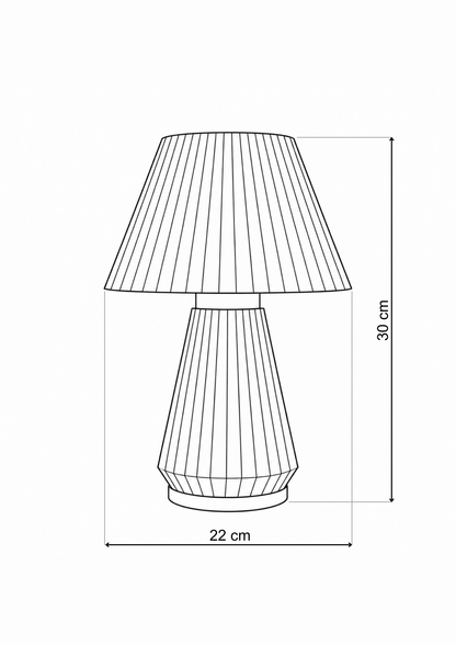 LIVA Abajur – Fildişi, Altın Renk Detaylı – ölçü çizimi