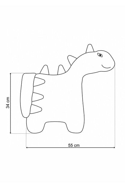 İsme Özel Mutlu Dinozor Peluş Yastık – Pembe, 50 cm – ölçü çizimi