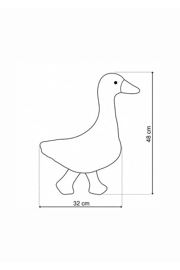 İsme Özel Pofuduk Kaz Peluş Yastık – Beyaz, 45 cm – ölçü çizimi