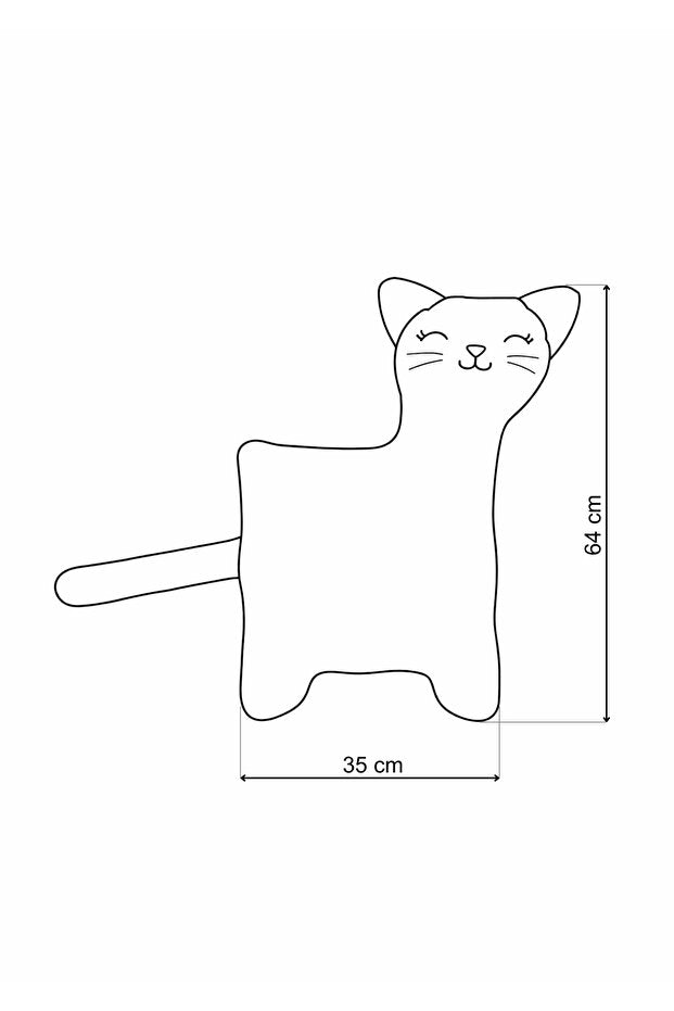 İsme Özel Kedi Peluş Yastık – Pembe, 60 cm – ölçü çizimi