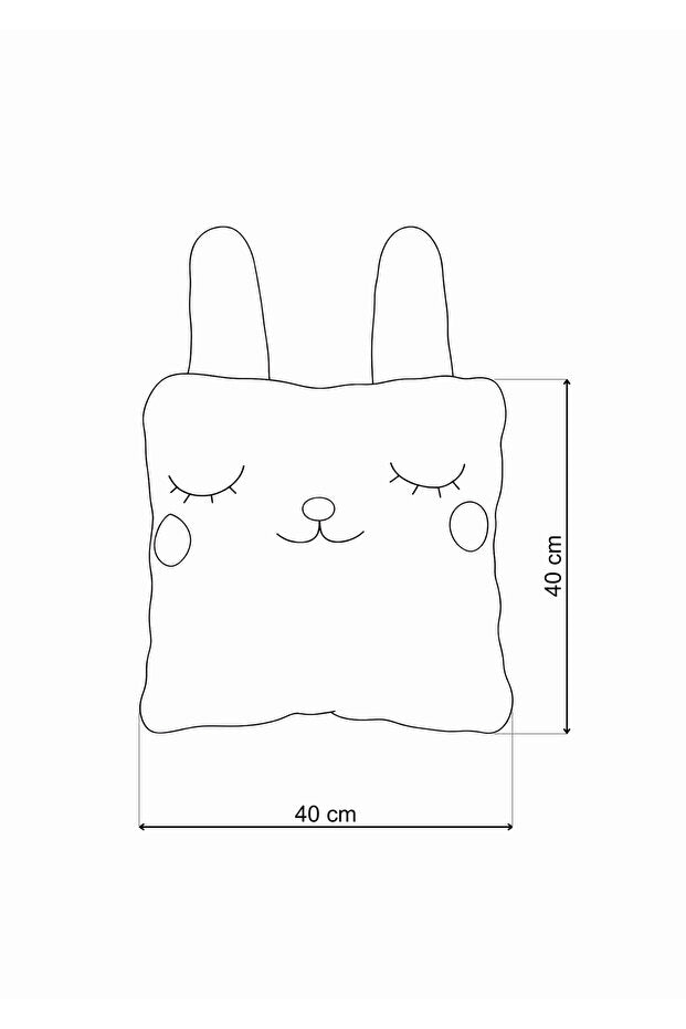 İsme Özel Tavşan Peluş Yastık – Mor, 40 cm – ölçü çizimi