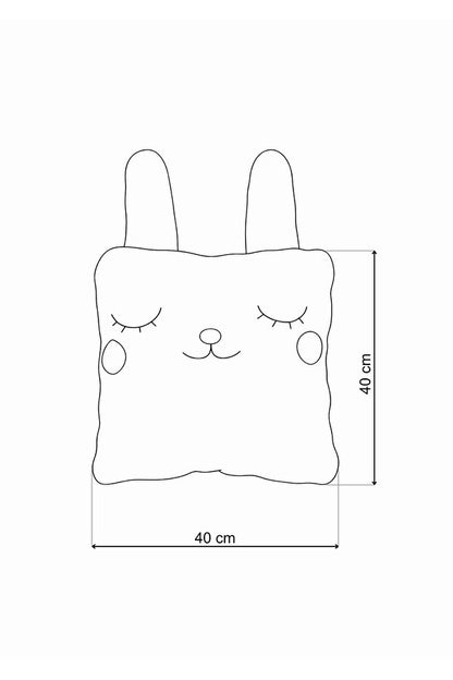 İsme Özel Tavşan Peluş Yastık – Mor, 40 cm – ölçü çizimi