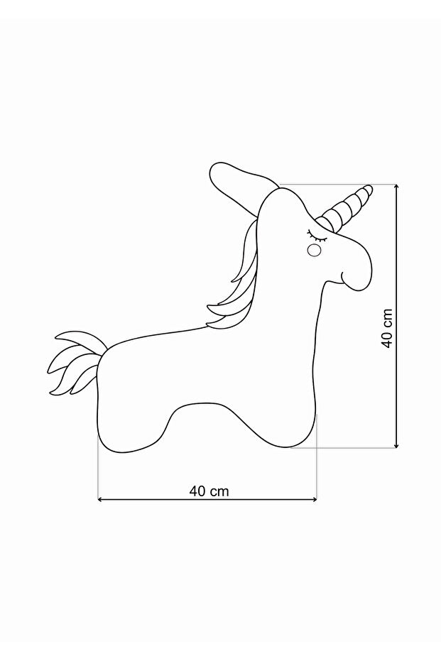 İsme Özel Unicorn Peluş Yastık – Beyaz, 40 cm – ölçü çizimi