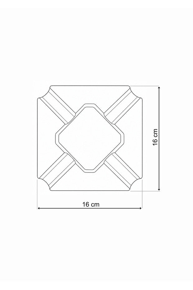 Kare Beton Küllük – 4 Oluklu, 16 × 16 cm – ölçü çizimi