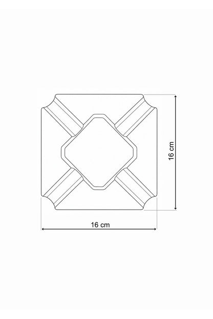 Kare Beton Küllük – 4 Oluklu, 16 × 16 cm – ölçü çizimi
